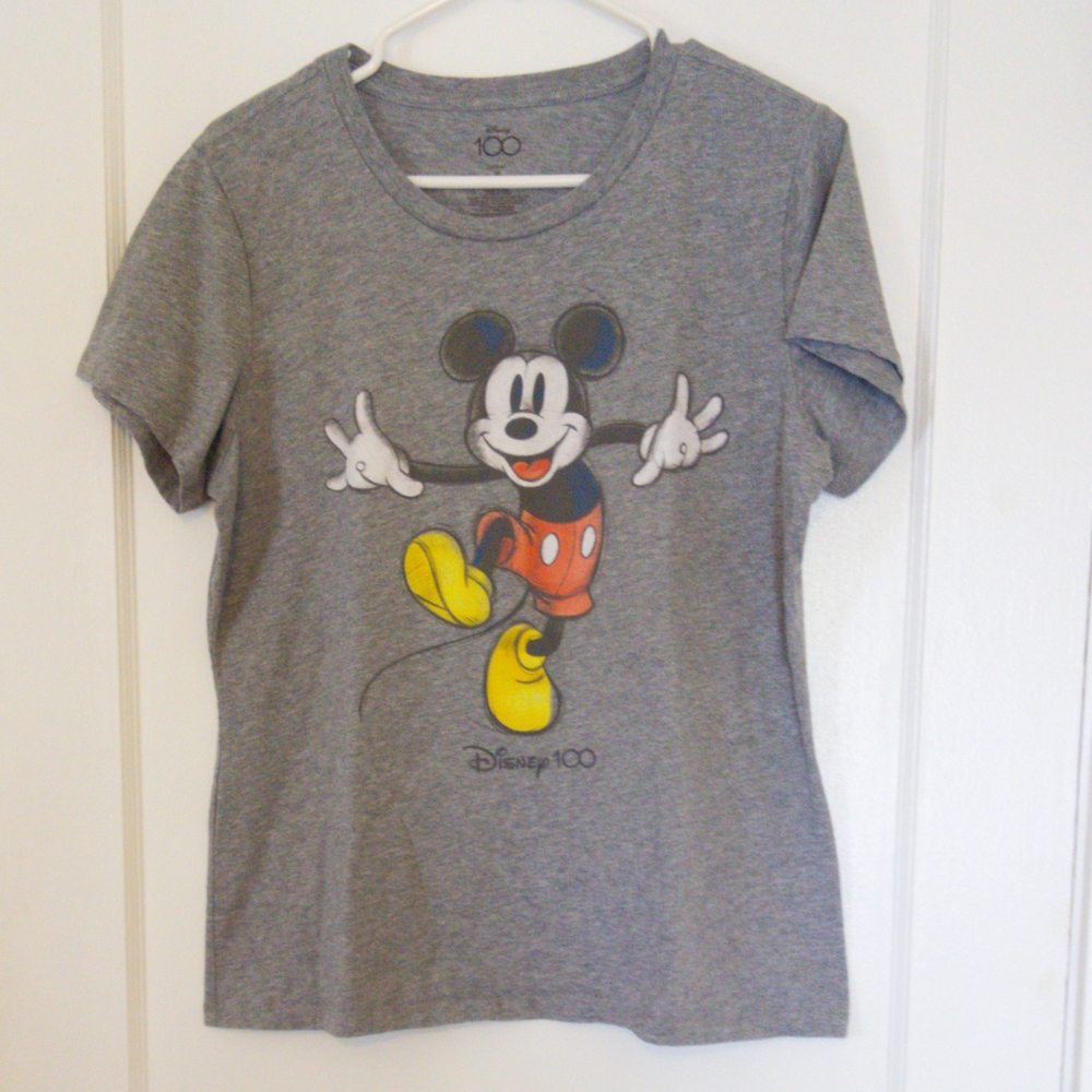 Disney Mickey Mouse Gray and Yellow Short Sleeve Tee